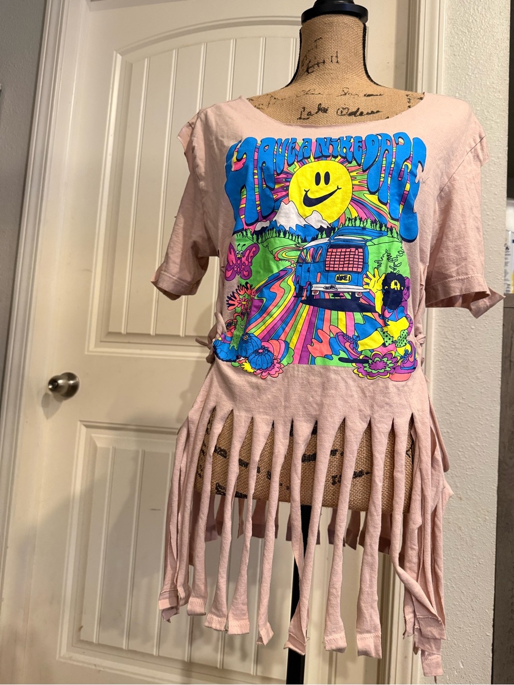Reworked Nike “Have a Nike Day” Fringe Tee – Small